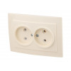 Розетка 2-ая (скрытая, б/з) бежевая, Стандарт, Юпитер