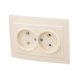 Розетка 2-ая (скрытая, б/з) бежевая, Стандарт, Юпитер