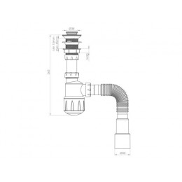 Сифон для умывальника, click-clack, гайка 32 мм, с гибк. труб. 1 1/4"- 40/50мм, AV Engineering