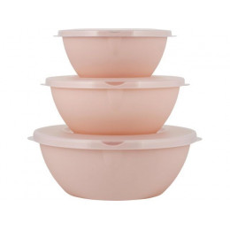 Набор мисок с крышками, 3 шт., Helsinki, персиковая карамель, PLAST TEAM