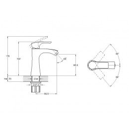 Смеситель для умывальника D25-B, серия 580 ECONOCE