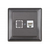 Розетка компьютерная 1xRJ45 (Cat5e, скрытая, с рамкой) дымчатый, DARIA, MUTLUSAN