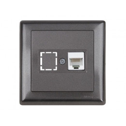 Розетка компьютерная 1xRJ45 (Cat5e, скрытая, с рамкой) дымчатый, DARIA, MUTLUSAN