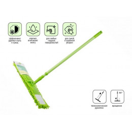 Швабра для пола с насадкой из шенилла Solid, зеленая, PERFECTO LINEA