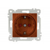 Розетка 1-ая (скрытая, без рамки, с/з, шторки) вишня, RITA, MUTLUSAN