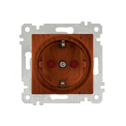 Розетка 1-ая (скрытая, без рамки, с/з, шторки) вишня, RITA, MUTLUSAN