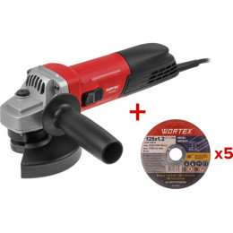 Одноручная углошлифмашина WORTEX AG 1213-4 в кор. 1200 Вт, 125 мм, 5200-11000 об/мин