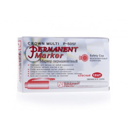 Маркер перманентный Crown "Multi Marker Super Slim" красный, пулевидный