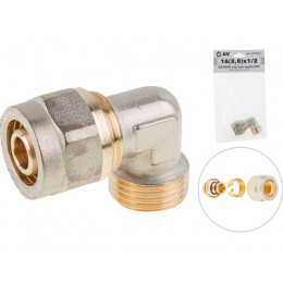 Колено 16(2.0) х 1/2" нар. для труб PEX, AV Engineering (инд. упак.)