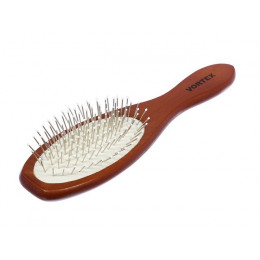 Расческа деревянная, массажная, 22,5х6х3,5 см, "овал", с металлическими зубчиками, VORTEX