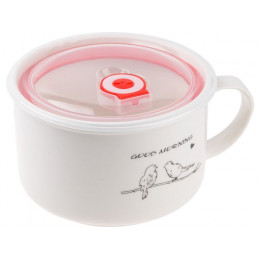 Кружка для супа с крышкой с паровыпуском, 850 мл, керамическая, BIRDS, PERFECTO LINEA