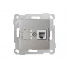 Розетка телефонная 1хRJ12 (скрытая, без рамки) титан, RITA, MUTLUSAN