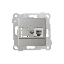 Розетка телефонная 1хRJ12 (скрытая, без рамки) титан, RITA, MUTLUSAN