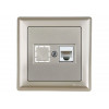 Розетка компьютерная 1xRJ45 (Cat5e, скрытая, с рамкой) титан, DARIA, MUTLUSAN