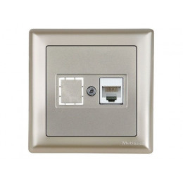 Розетка компьютерная 1xRJ45 (Cat5e, скрытая, с рамкой) титан, DARIA, MUTLUSAN
