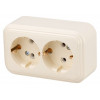 Розетка 2-ая (открытая, с/з) бежевая, Стандарт, Юпитер