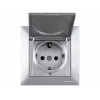 Розетка 1-ая (скрытая, с/з, с крышкой) серебро, DARIA, MUTLUSAN