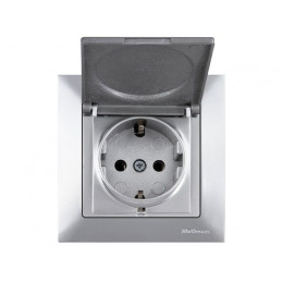Розетка 1-ая (скрытая, с/з, с крышкой) серебро, DARIA, MUTLUSAN
