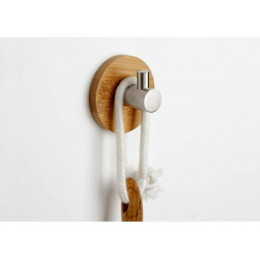 Крючок самоклеящийся VIRGO, нержавеющая сталь/бамбук, карт.уп., PERFECTO LINEA