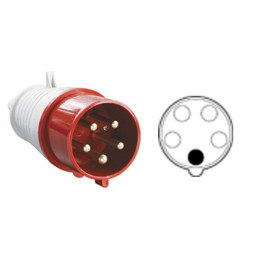 Вилка силовая 32А 380В 5 pin 3P+PE+N IP44 IEK