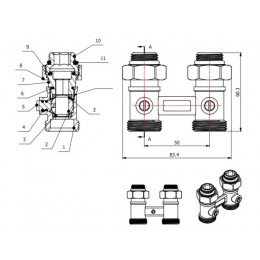 Клапан прямой шаровый 3/4" нар. для радиатора (мультифлекс), AV Engineering (инд. упак.)