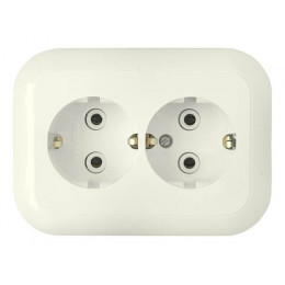 Розетка 2-ая (скрытая, с/з) бежевая, Гармония, BYLECTRICA