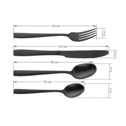 Набор столовых приборов, 24 шт., черный матовый, серия Majestic, PERFECTO LINEA