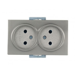 Розетка 2-ая (скрытая, б/з) титан, DARIA, MUTLUSAN