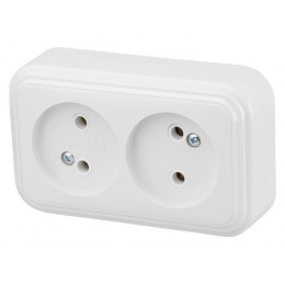 Розетка 2-ая (открытая, б/з) белая, Стандарт, Юпитер