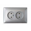 Розетка 2-ая (скрытая, б/з) серебро, Стиль, BYLECTRICA