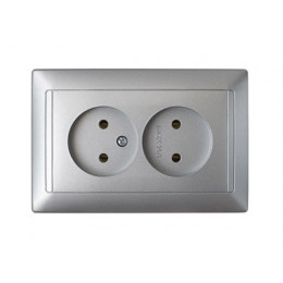 Розетка 2-ая (скрытая, б/з) серебро, Стиль, BYLECTRICA