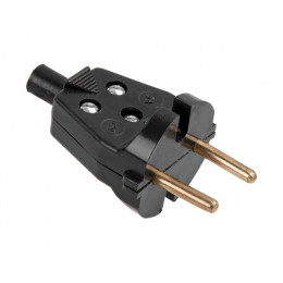 Вилка (б/з, 6А, 250В) чёрная, Юпитер