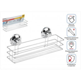 Полка для принадлежностей на вакуумных присосках, хром. сталь, FIX LOCK, PERFECTO LINEA