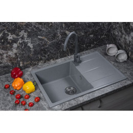 Мойка кухонная из искусственного камня BENEFIT серебро 730х470 мм, AV Engineering
