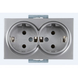 Розетка 2-ая (скрытая, с/з, керамика) серебро, DARIA, MUTLUSAN