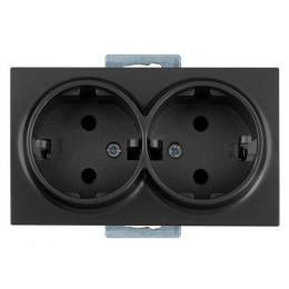 Розетка 2-ая (скрытая, с/з, керамика) черная, DARIA, MUTLUSAN