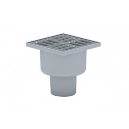 Сливной трап верт. 50 TQ5202 сух.затв., реш.нерж.. 100х100 мм, сер. РТП