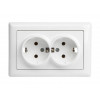 Розетка 2-ая (скрытая, с/з, керамика) белая, DARIA, MUTLUSAN