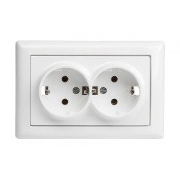 Розетка 2-ая (скрытая, с/з, керамика) белая, DARIA, MUTLUSAN