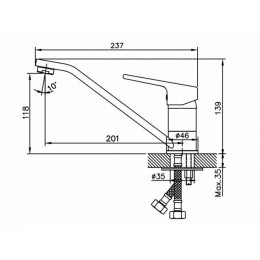 Смеситель для кухни (Lt) D35, серия HOB AV Engineering