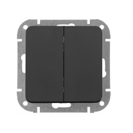 Выключатель 2 клав. (cкрытый, 10А) карбон, Astrum, BYLECTRICA