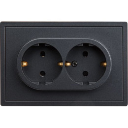 Розетка 2-ая (скрытая, с/з, со шторками) графит, Carre, BYLECTRICA