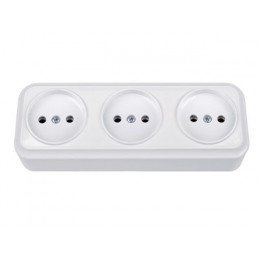 Розетка 3-ая (открытая, б/з) белая, Вариант, Bylectrica