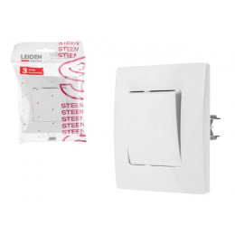 Выключатель 1 клав. (скрытый, 10А) белый, Steen, LEIDEN ELECTRIC
