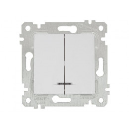Выключатель 2-клав. (с подсветкой, скрытый, без рамки, винт. зажим) белый, RITA, MUTLUSAN