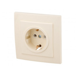 Розетка 1-ая (скрытая, с/з) бежевая, Стандарт, Юпитер