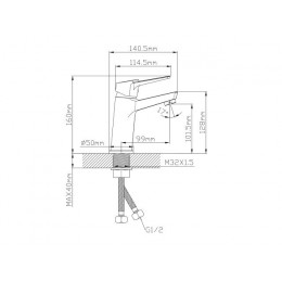 Смеситель для умывальника D35-A черный, серия 570 ECONOCE