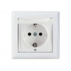 Розетка 1-ая (скрытая, с/з, с крышкой) белая, DARIA, MUTLUSAN