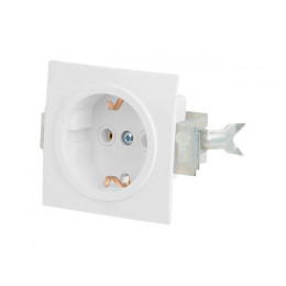 Розетка 1-ая (скрытая, с/з) белая, Стандарт, Юпитер