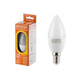 Лампа светодиодная C37 СВЕЧА 7,5 Вт 170-240В E14 3000К ЮПИТЕР